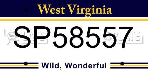 SP58557 West Virginia License Plate