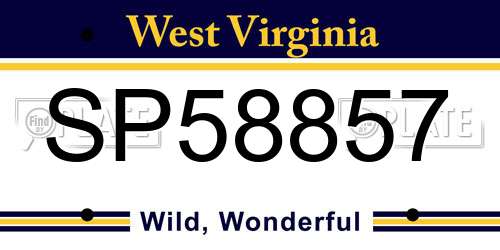 SP58857 West Virginia License Plate