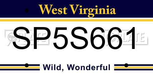 SP5S661 West Virginia License Plate