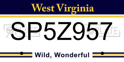 SP5Z957 West Virginia License Plate