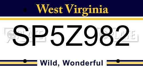 SP5Z982 West Virginia License Plate