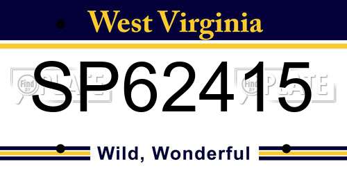 SP62415 West Virginia License Plate