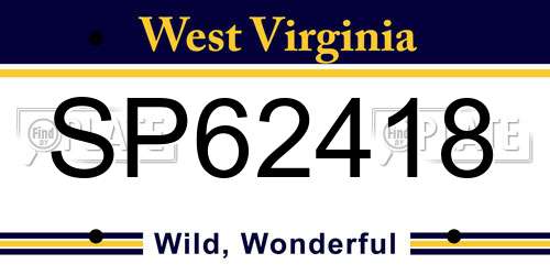 SP62418 West Virginia License Plate