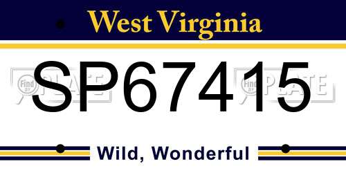 SP67415 West Virginia License Plate