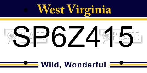 SP6Z415 West Virginia License Plate