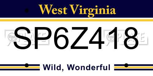 SP6Z418 West Virginia License Plate