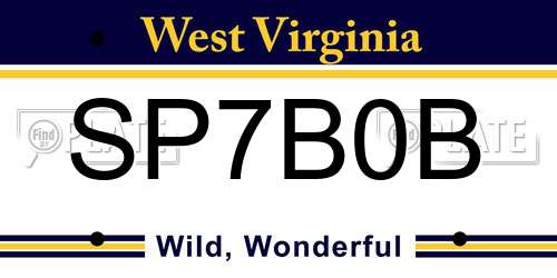SP7B0B West Virginia License Plate