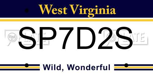 SP7D2S West Virginia License Plate