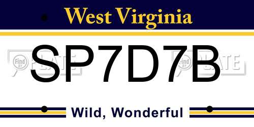 SP7D7B West Virginia License Plate