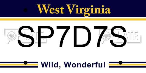 SP7D7S West Virginia License Plate