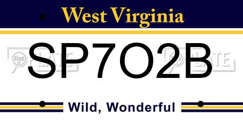 SP7O2B West Virginia License Plate