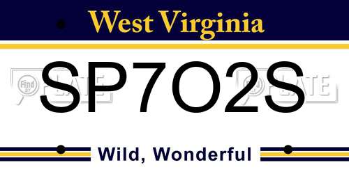 SP7O2S West Virginia License Plate