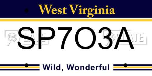 SP7O3A West Virginia License Plate