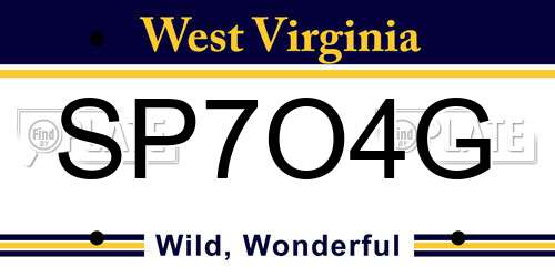 SP7O4G West Virginia License Plate