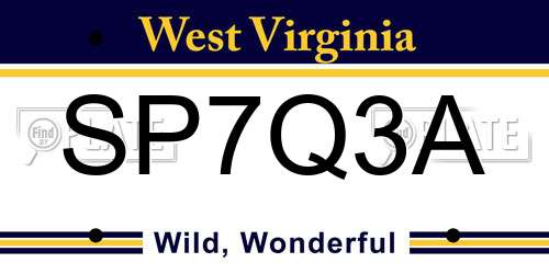 SP7Q3A West Virginia License Plate