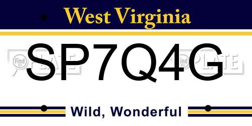 SP7Q4G West Virginia License Plate