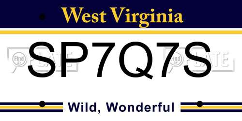 SP7Q7S West Virginia License Plate