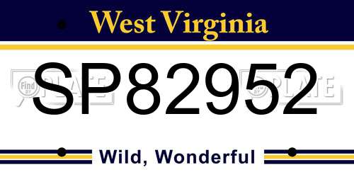 SP82952 West Virginia License Plate