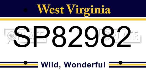 SP82982 West Virginia License Plate