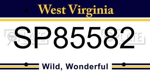 SP85582 West Virginia License Plate
