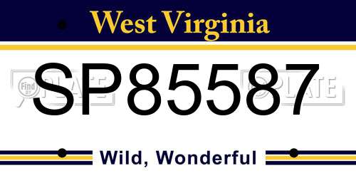 SP85587 West Virginia License Plate