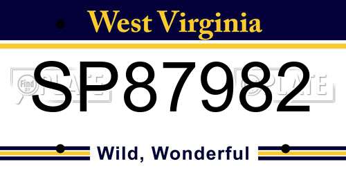 SP87982 West Virginia License Plate