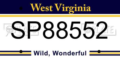 SP88552 West Virginia License Plate