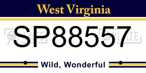 SP88557 West Virginia License Plate
