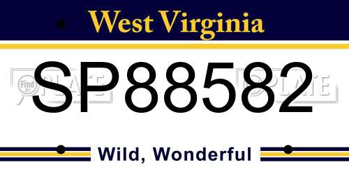 SP88582 West Virginia License Plate