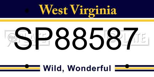 SP88587 West Virginia License Plate