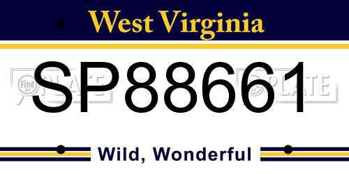 SP88661 West Virginia License Plate