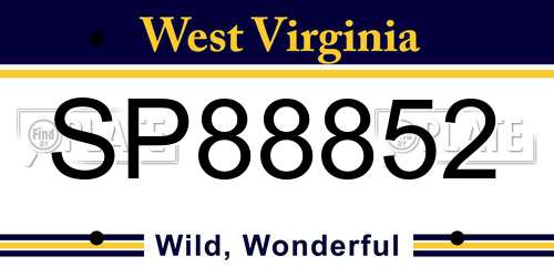 SP88852 West Virginia License Plate