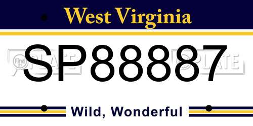 SP88887 West Virginia License Plate