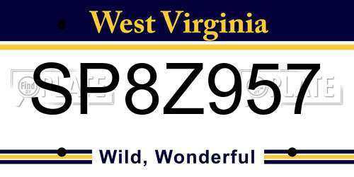 SP8Z957 West Virginia License Plate