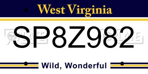 SP8Z982 West Virginia License Plate
