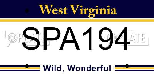 SPA194 West Virginia License Plate