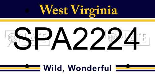 SPA2224 West Virginia License Plate