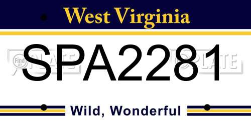 SPA2281 West Virginia License Plate