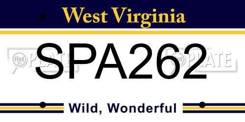 SPA262 West Virginia License Plate