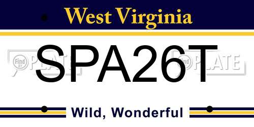 SPA26T West Virginia License Plate