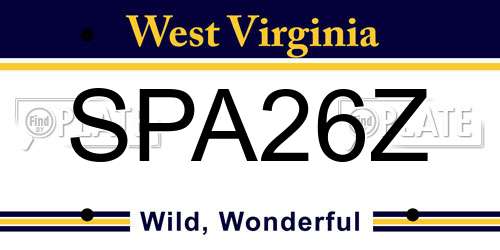 SPA26Z West Virginia License Plate