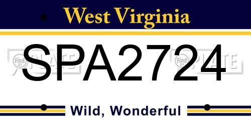 SPA2724 West Virginia License Plate