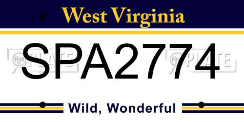 SPA2774 West Virginia License Plate