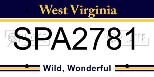 SPA2781 West Virginia License Plate
