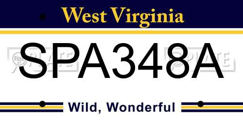 SPA348A West Virginia License Plate