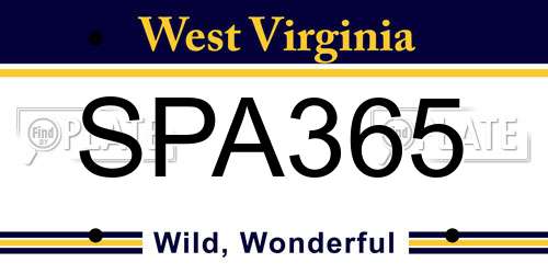 SPA365 West Virginia License Plate