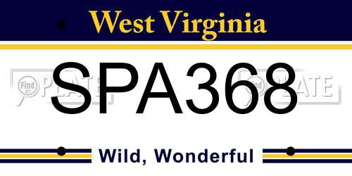SPA368 West Virginia License Plate