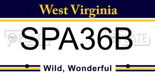SPA36B West Virginia License Plate