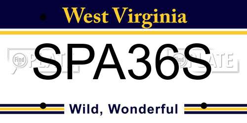 SPA36S West Virginia License Plate