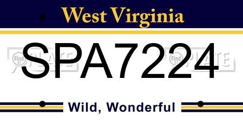 SPA7224 West Virginia License Plate